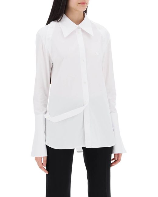 Courreges White Courreges Modular Cotton Poplin Shirt
