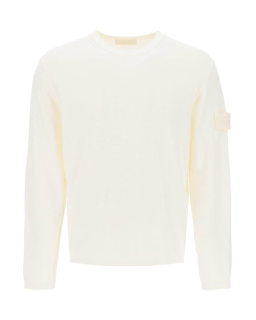 Stone Island White Cotton And Cashmere Ghost Piece Pullover for men