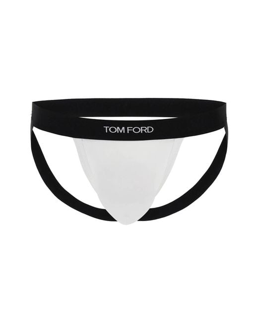 Tom Ford Black Logo Band Jockstrap With Slip for men