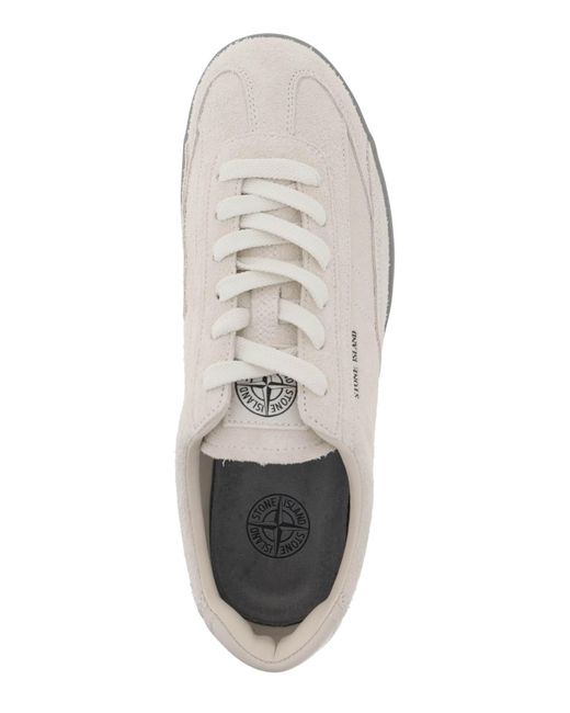 Stone Island White Suede Leather Rock Sneakers For for men