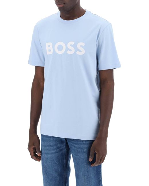 T-Shirt Tiburt 354 Stampa Logo di Boss in Blue da Uomo