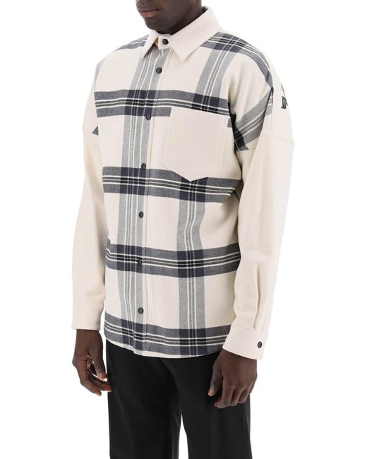 Palm Angels White "Plaid Overshirt With Embroidered Logo