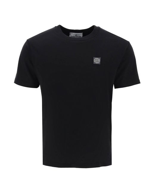 Stone Island Black Crew-Neck T-Shirt With Logo Patch for men