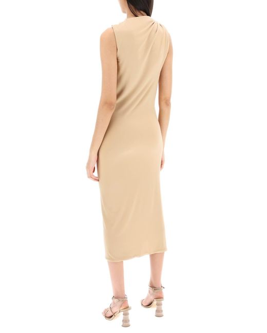 Sportmax Natural Midi Nuble Dress With Knot Detail On The