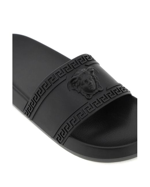 Versace Black 'Palazzo' Rubber Slides for men