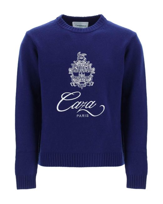CASABLANCA Blue 'embleme De Caza' Intarsia Sweater for men