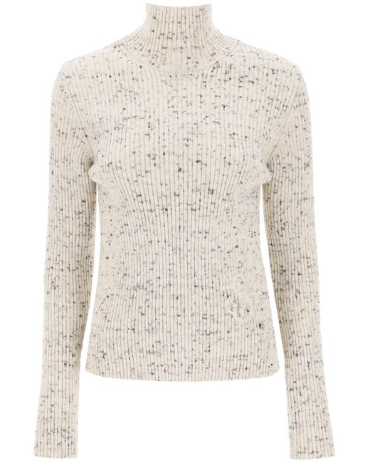Jil Sander White Speckled Wool Sweater