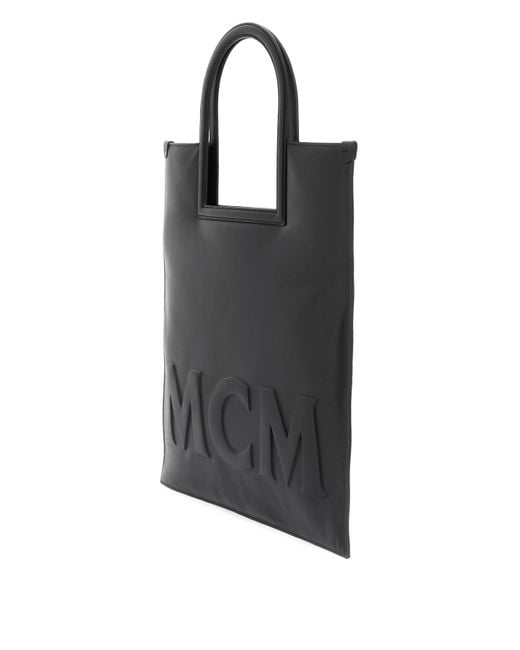 MCM Black Aren Fold Nappa Leather Tote Bag