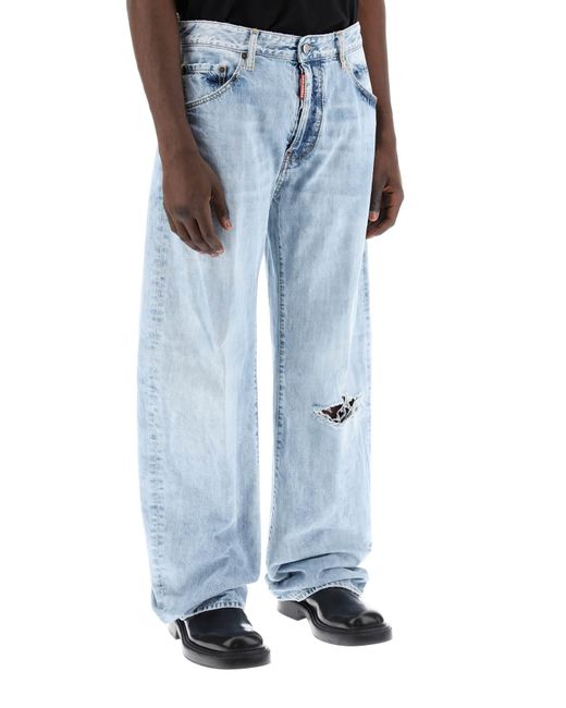 DSquared² Blue "Oversized Jeans With Destroyed for men