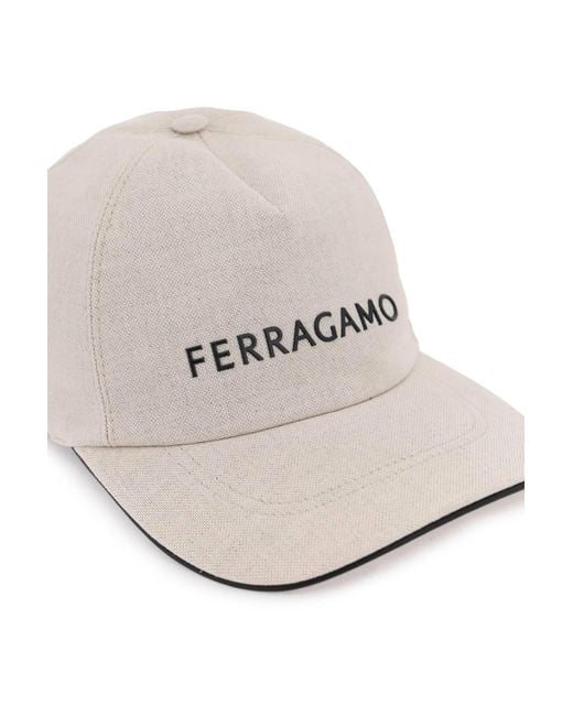 Cappello Baseball Con Logo di Ferragamo in Natural da Uomo