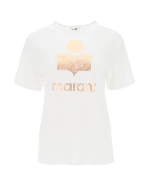 Isabel Marant White Isabel Marant Etoile Zewel T-shirt With Metallic Logo Print