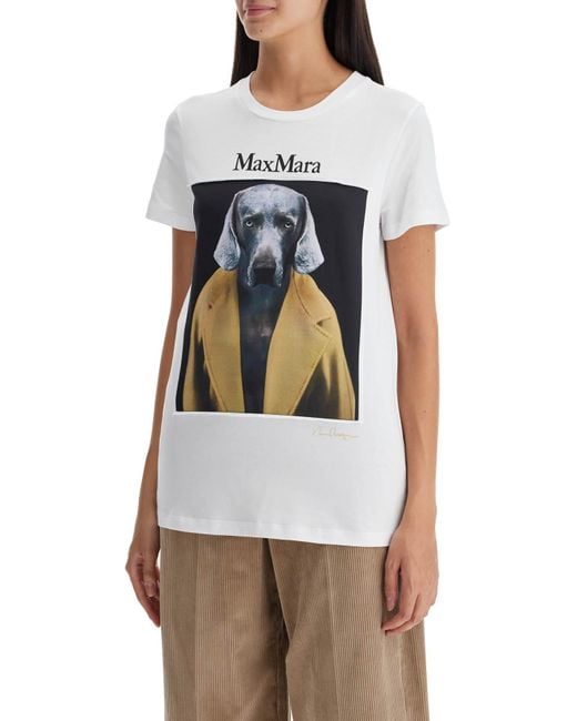 Max Mara Blue T-Shirt With Wegman Print