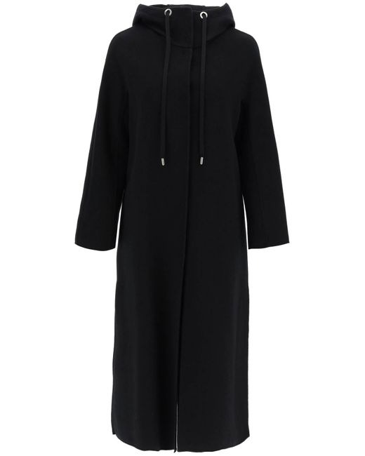 Max Mara Studio Black 'giulia' Coat In Silk Wool And Cashmere