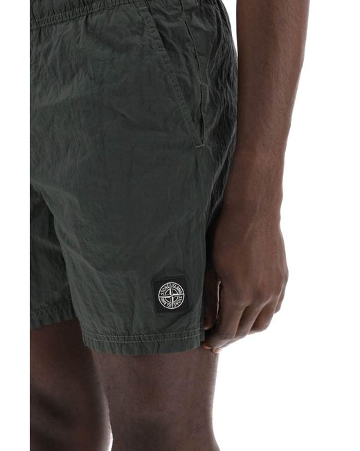 Stone Island Gray "Metallic Nylon Sea Bermuda Shorts for men