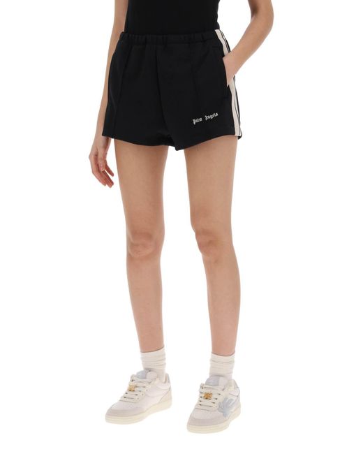 Palm Angels Black Track Shorts With Contrast Bands
