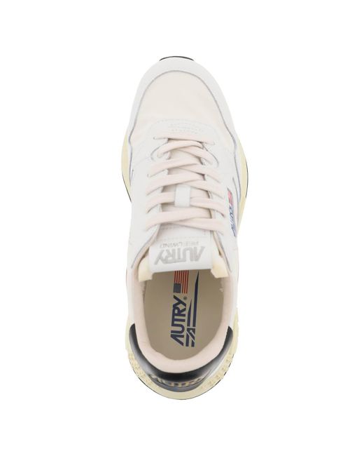 Autry White Low-Cut Nylon And Leather Reelwind Sneakers