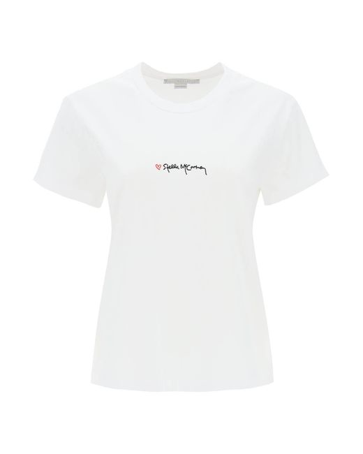 Stella McCartney White T-Shirt With Embroidered Signature