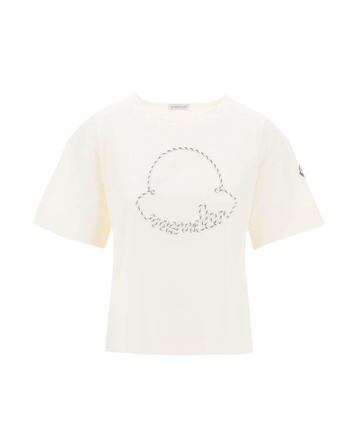 Moncler White T Shirt With Nautical Rope Logo Design