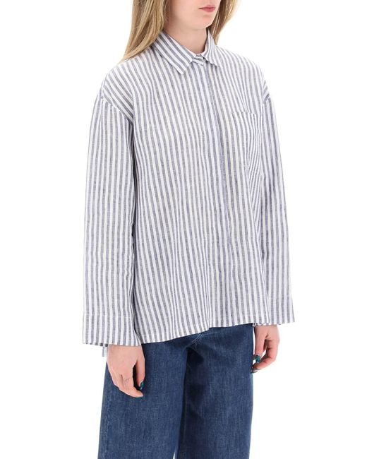 Max Mara White "Striped Linen Shirt From Renania