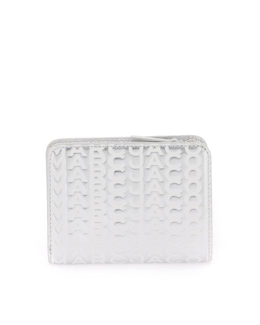 Marc Jacobs White The Monogram Metallic Mini Compact Wallet