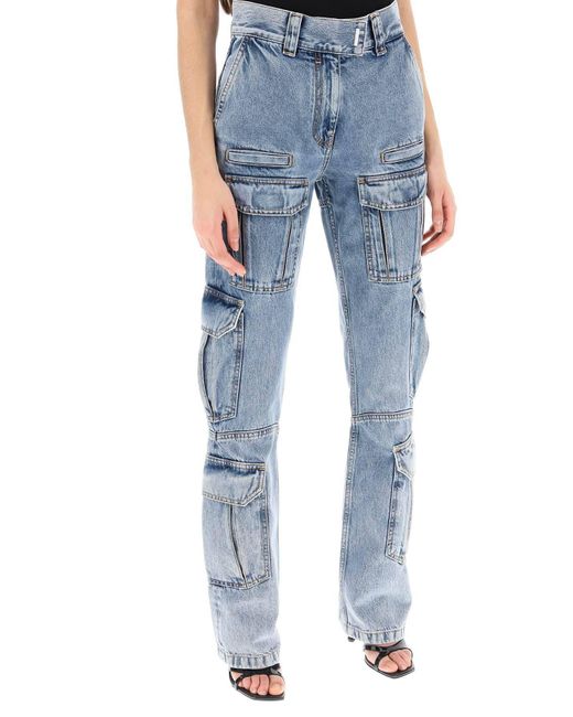 Givenchy Blue Bootcut Cargo Jeans