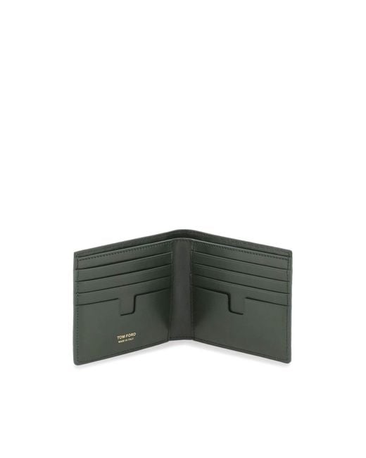Tom Ford Green Croco-Embossed Leather Bifold Wallet for men