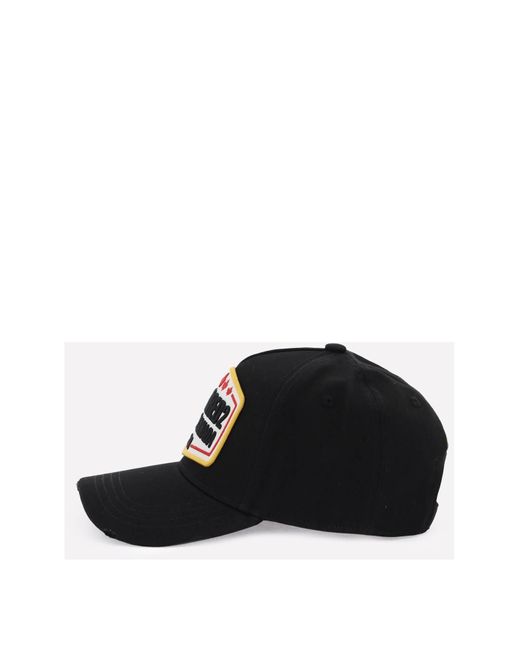 DSquared² Black Baseball Cap With Logo Patch for men