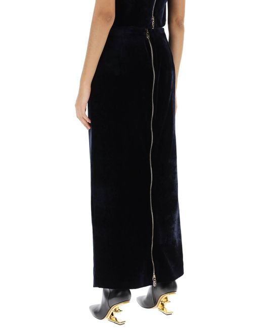 Fendi Black Velvet Maxi Skirt