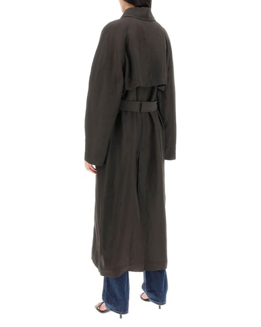 Totême  Black Toteme Lightweight Linen Blend Coat