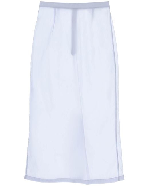 Maison Margiela White Pencil Skirt In Semi Sheer Nylon