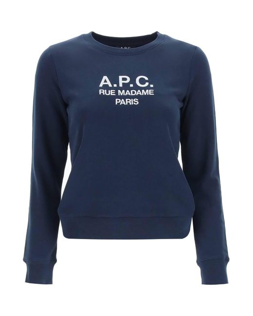 A.P.C. Blue Tina Sweatshirt With Embroidered Logo