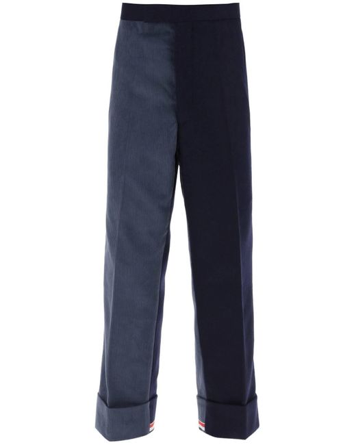 Pantaloni Con Risvolto In Lana Shetland di Thom Browne in Blue da Uomo