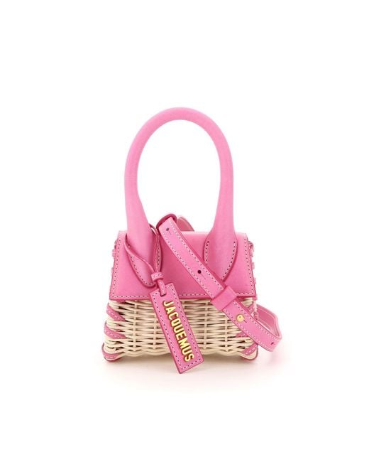 Jacquemus Pink Le Chiquito Leather-trimmed Wicker Tote