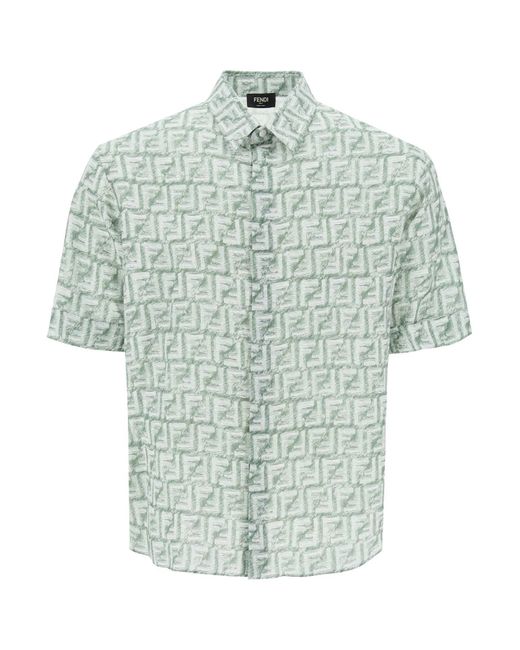 Fendi Green Linen Ff Shirt for men