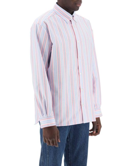 A.P.C. White Mathias Striped Oxford Shirt for men
