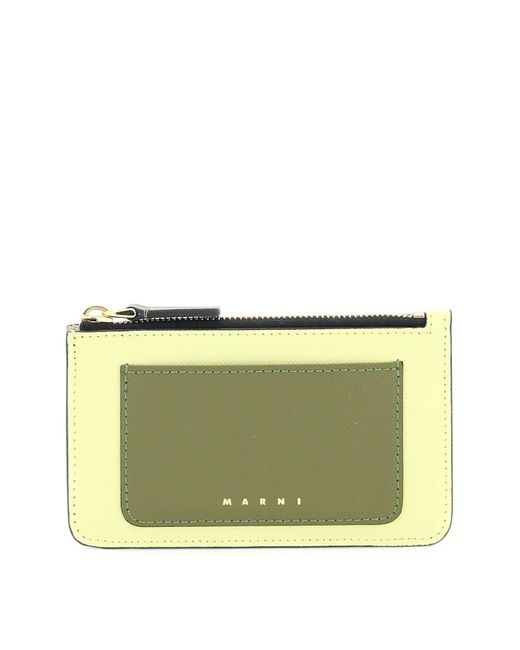 Marni Yellow Tricolor Zippered Cardholder