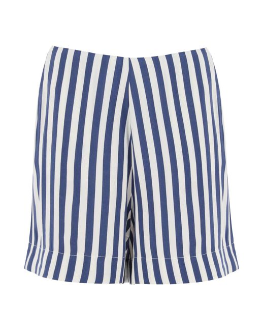 MVP WARDROBE Blue "Striped Charmeuse Shorts By Le