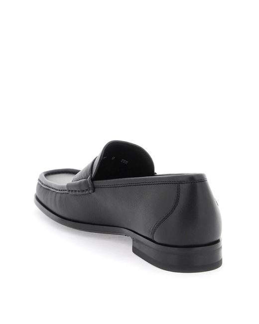 Ferragamo Black Logo Loafers With Moc for men