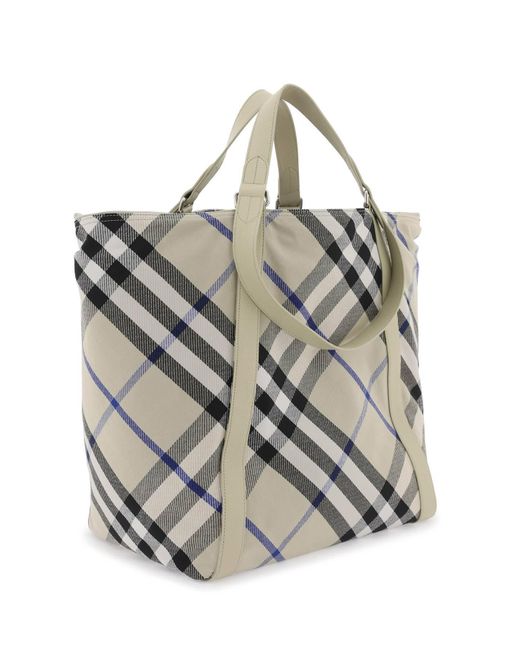 Burberry Gray Ered Checkered Tote for men