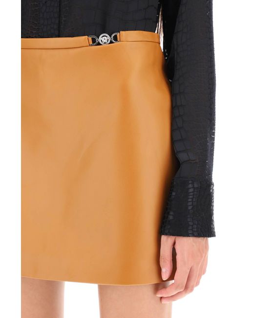 Versace Brown Medusa '95 Leather Mini Skirt
