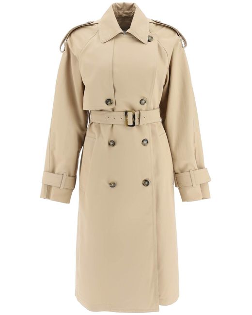 Sportmax Natural 'zavorra' Long Trench Coat With Removable Padding