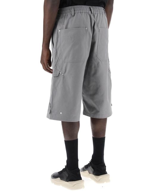 Y-3 Gray Y-3 Canvas Multi-Pocket Bermuda Shorts for men