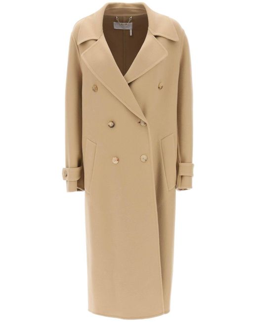 Chloé Natural Chloe' Wool And Cashmere Double-Breasted Coat