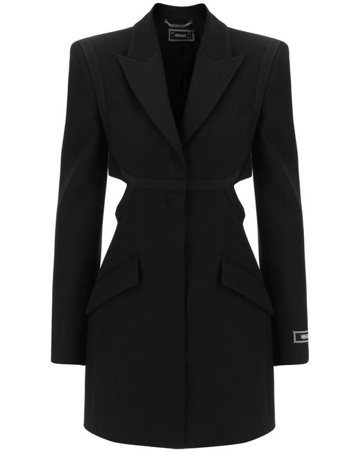 Versace Black Blazer Dress With Cut Outs