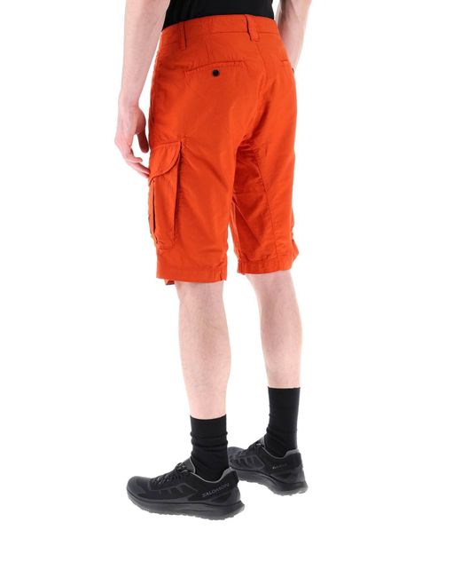 C P Company Orange Cp Company Ottoman Cotton Cargo Shorts for men