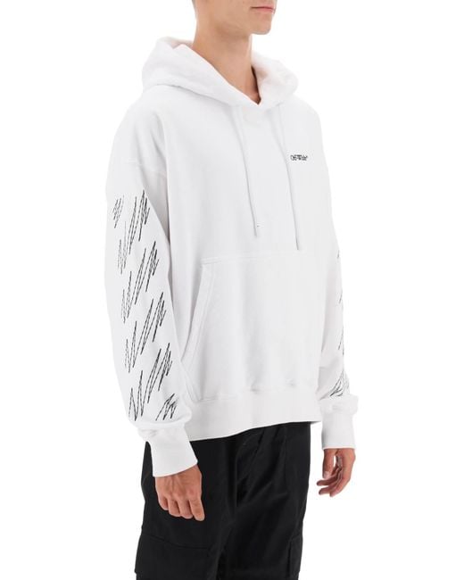 Off-White c/o Virgil Abloh White Hoodie With Contrasting Topstitching for men