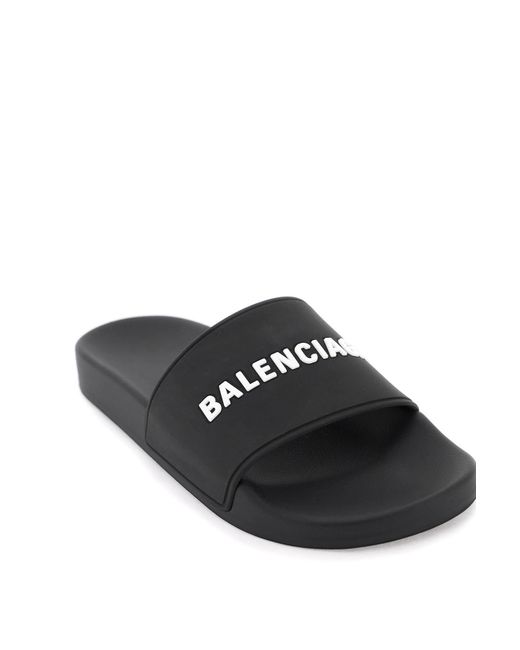 Balenciaga Black Logo Pool Slides