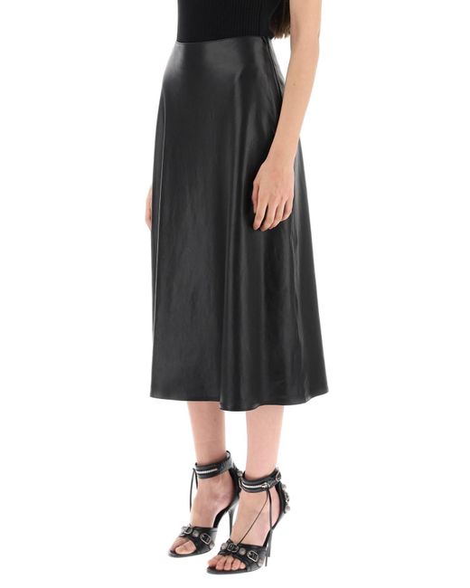 Balenciaga Black A-Line Leather Skirt