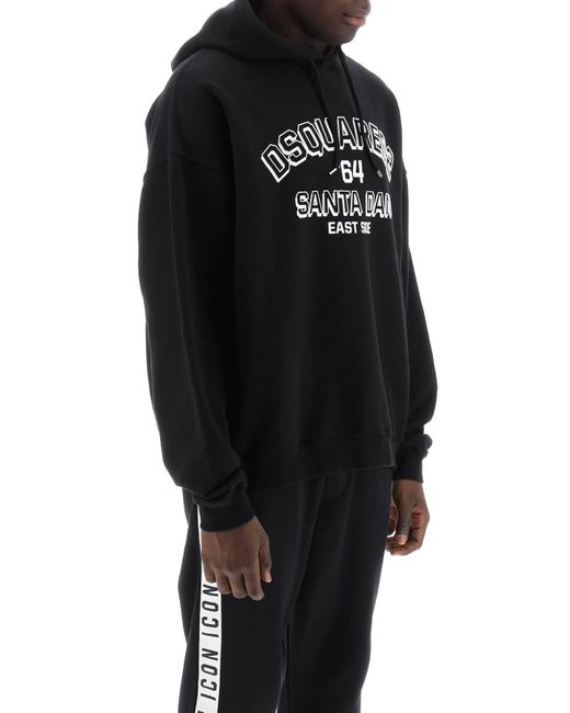 DSquared² Black Hoodie With Logo Print for men