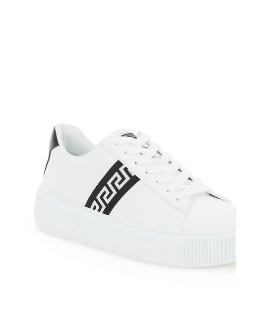 Versace White Leather Greca Sneakers for men